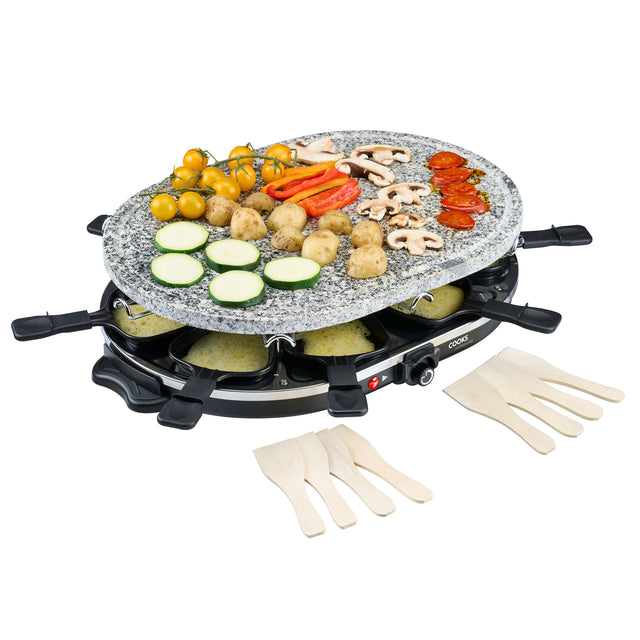 Cooks Professional Electric Raclette Grill with Natural Stone Plate | 8 Person