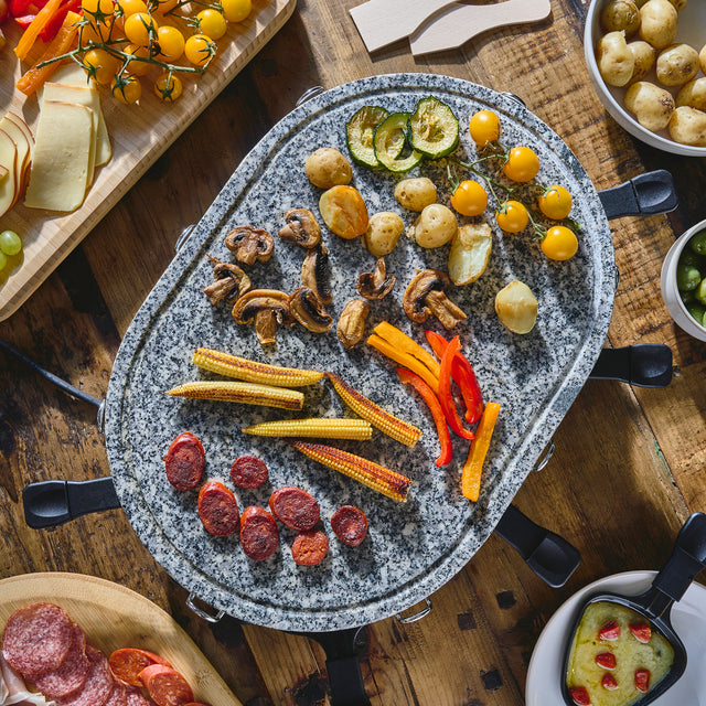 Cooks Professional Electric Raclette Grill with Natural Stone Plate | 8 Person