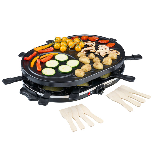 Cooks Professional Electric Raclette Grill with Non Stick Metal Plate | 8 Person