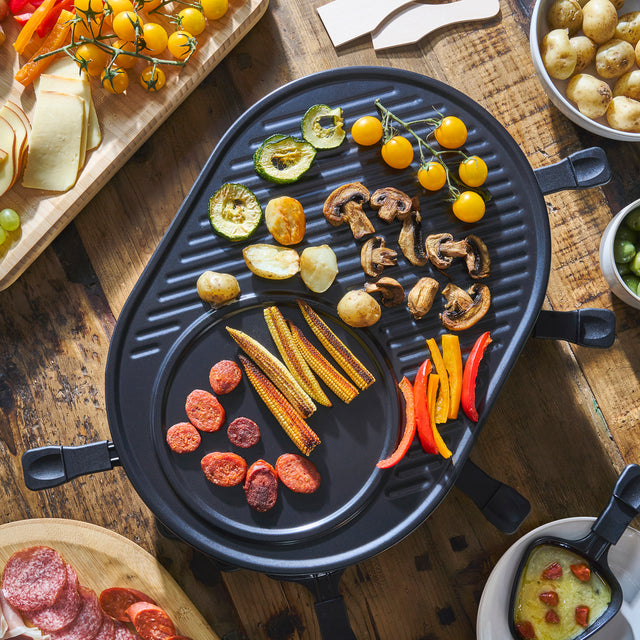 Cooks Professional Electric Raclette Grill with Non Stick Metal Plate | 8 Person