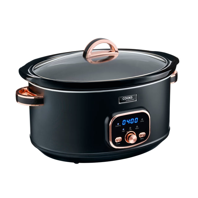 Cooks Professional 6.5L Digital Slow Cooker | Black / Rose Gold