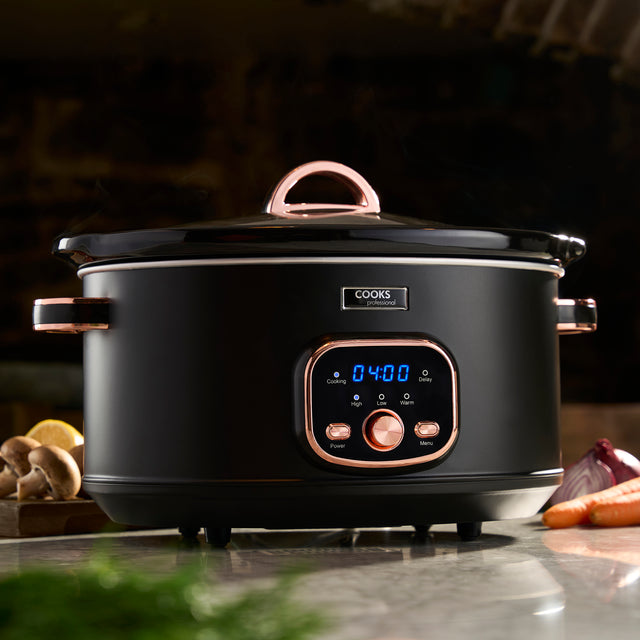 Cooks Professional 6.5L Digital Slow Cooker | Black / Rose Gold