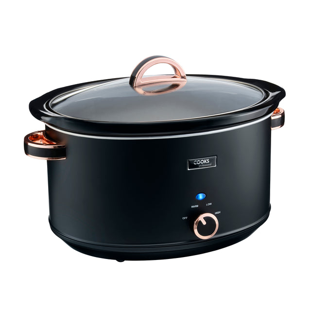 Cooks Professional 8L Slow Cooker | Black / Rose Gold