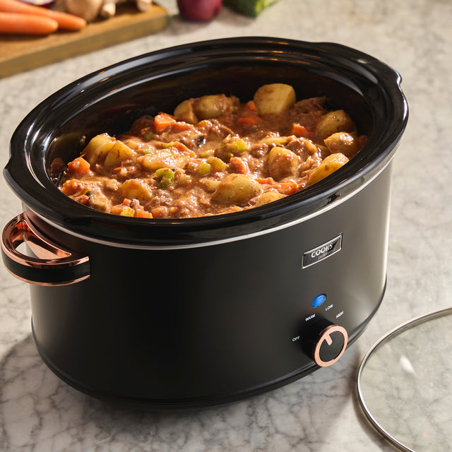 Cooks Professional 8L Slow Cooker | Black / Rose Gold