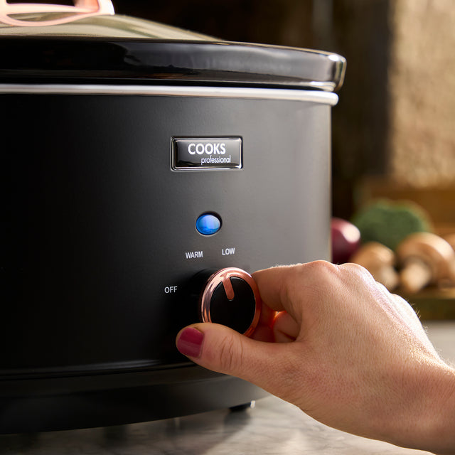 Cooks Professional 8L Slow Cooker | Black / Rose Gold