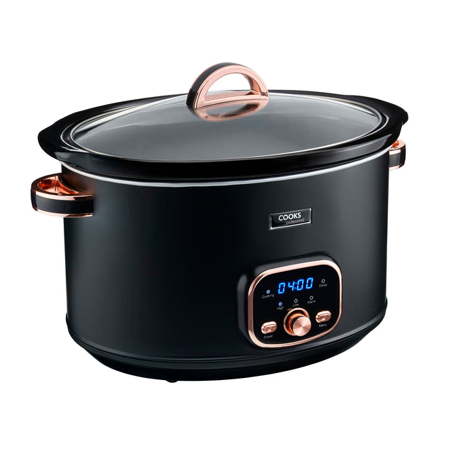 Cooks Professional 8L Digital Slow Cooker | Black / Rose Gold