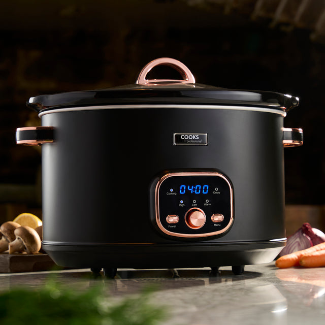 Cooks Professional 8L Digital Slow Cooker | Black / Rose Gold