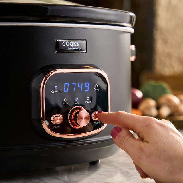 Cooks Professional 8L Digital Slow Cooker | Black / Rose Gold