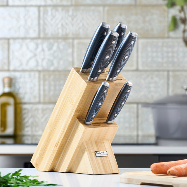 Cooks Professional ULTIMATE 6 Piece Knife Set with Bamboo Knife Block