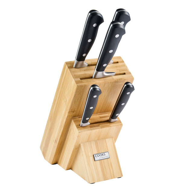 Cooks Professional PRECISION 5 Piece Knife Set with Bamboo Knife Block
