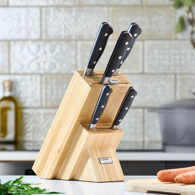 Cooks Professional PRECISION 5 Piece Knife Set with Bamboo Knife Block