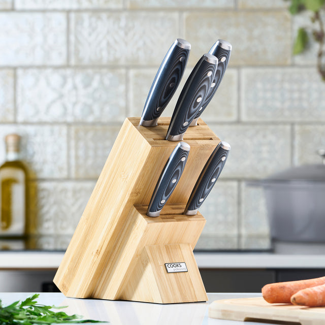 Cooks Professional ULTIMATE 5 Piece Knife Set with Bamboo Knife Block