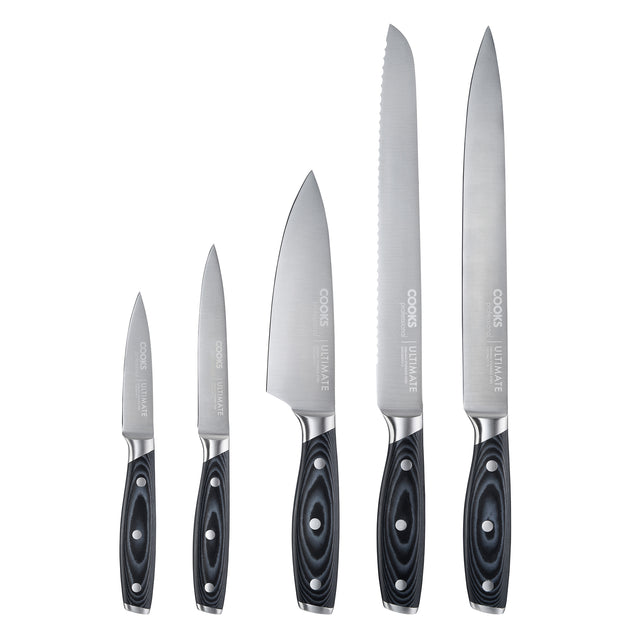 Cooks Professional ULTIMATE 5 Piece Knife Set with Bamboo Knife Block