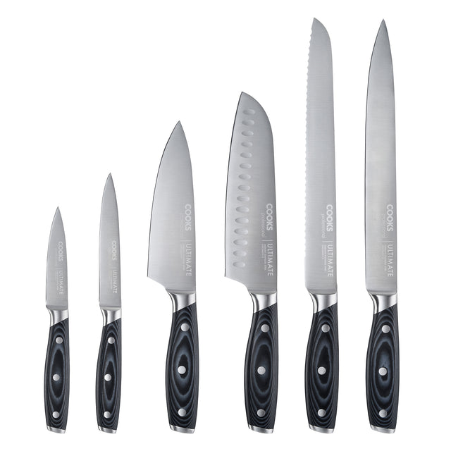 Cooks Professional ULTIMATE 6 Piece Knife Set with Bamboo Knife Block