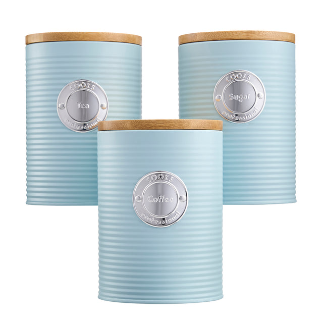 Cooks Professional 5 Piece Kitchen Storage Set with Bamboo Lids | Blue / Silver