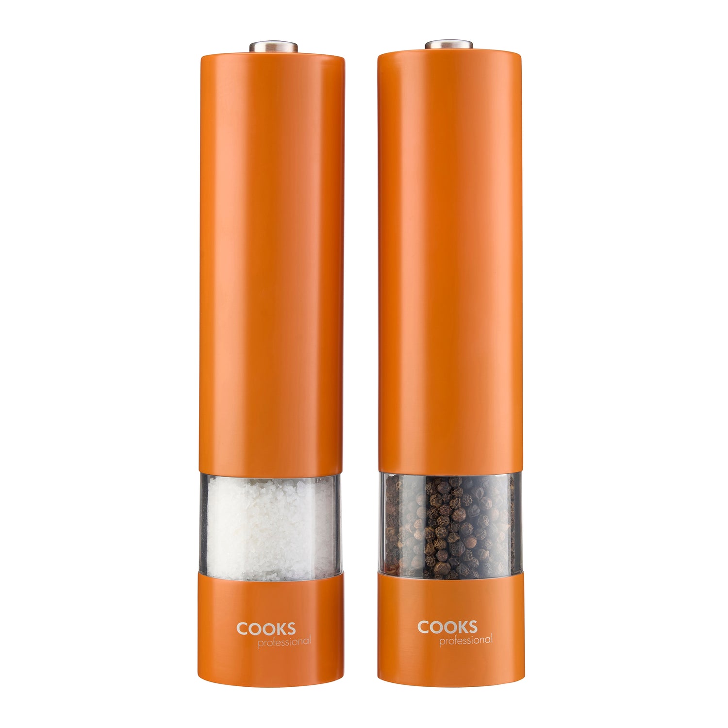 Cooks Professional Electric Salt and Pepper Mill Set | Orange