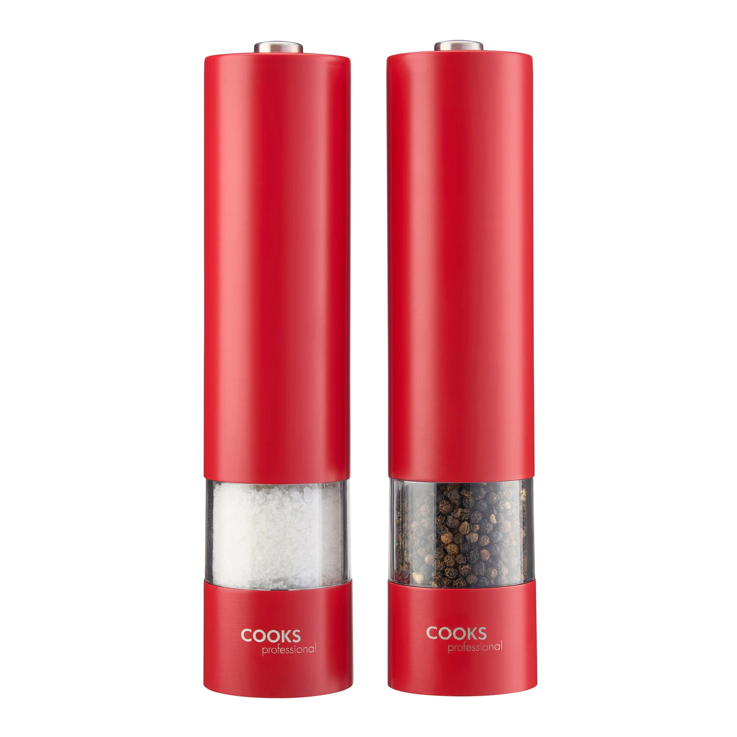 Cooks Professional Electric Salt and Pepper Mill Set  | Red