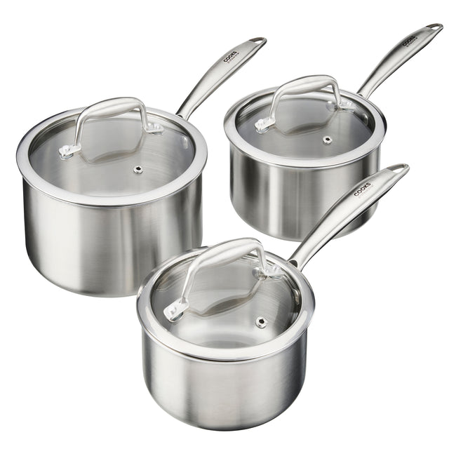 Cooks Professional Tri-Ply 3 Piece Saucepan Set | 14cm, 16cm & 18cm
