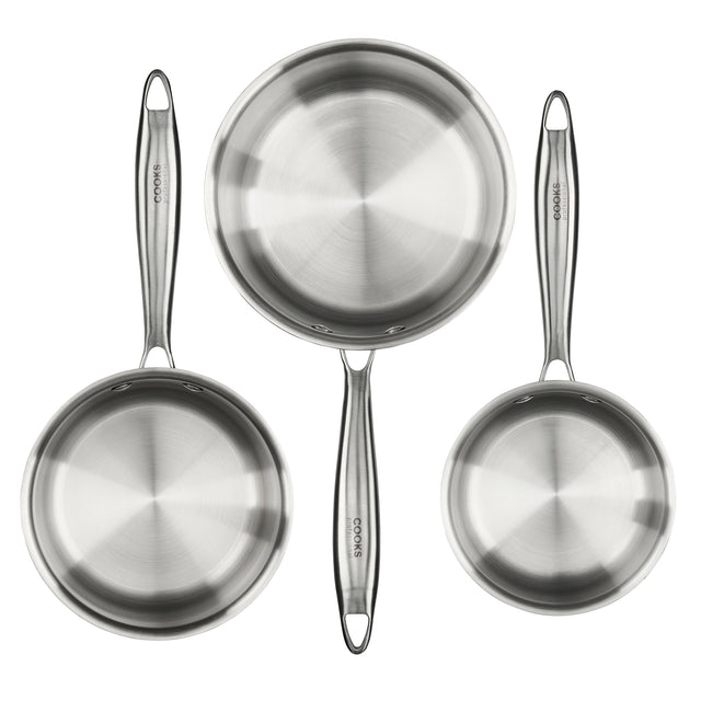 Cooks Professional Tri-Ply 3 Piece Saucepan Set | 14cm, 16cm & 18cm