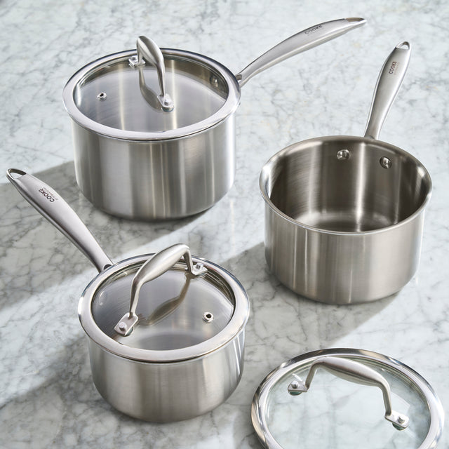 Cooks Professional Tri-Ply 3 Piece Saucepan Set | 14cm, 16cm & 18cm