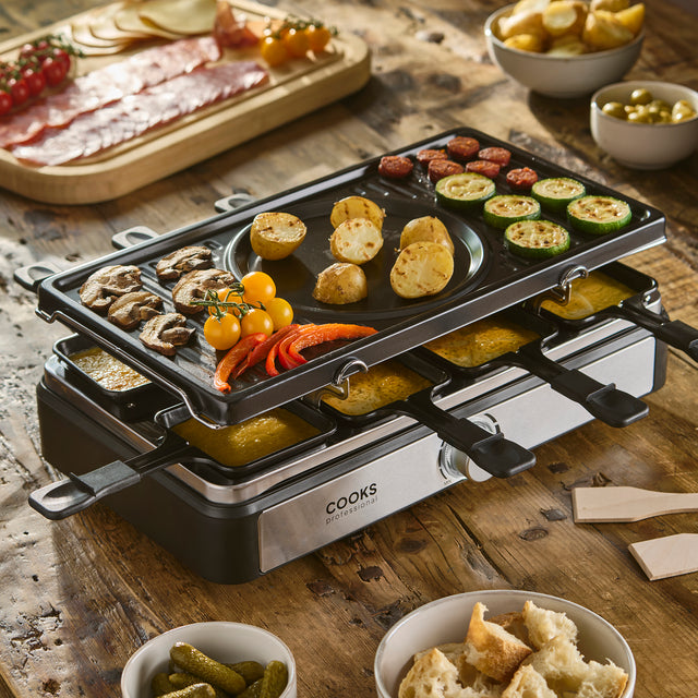 Cooks Professional Electric 2-in-1 Raclette Grill and Fondue | 8 Person