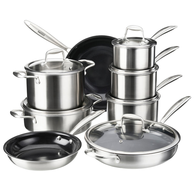 Cooks Professional Tri-Ply 8 Piece Cookware Set