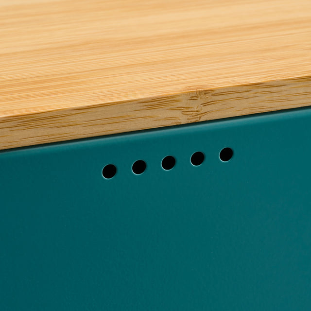 Cooks Professional Bread Bin, Linen Bag and Bamboo Board Set | Teal