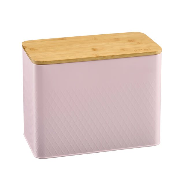 Cooks Professional Bread Bin, Linen Bag and Bamboo Board Set | Pink