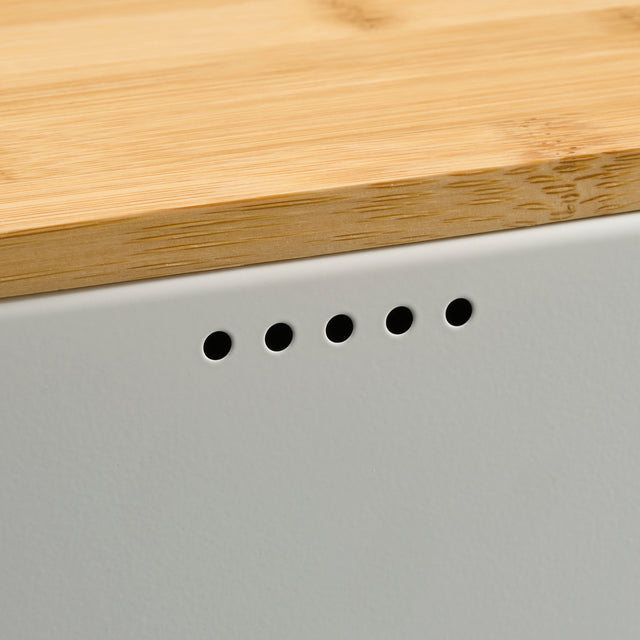 Cooks Professional Bread Bin, Linen Bag and Bamboo Board Set | White