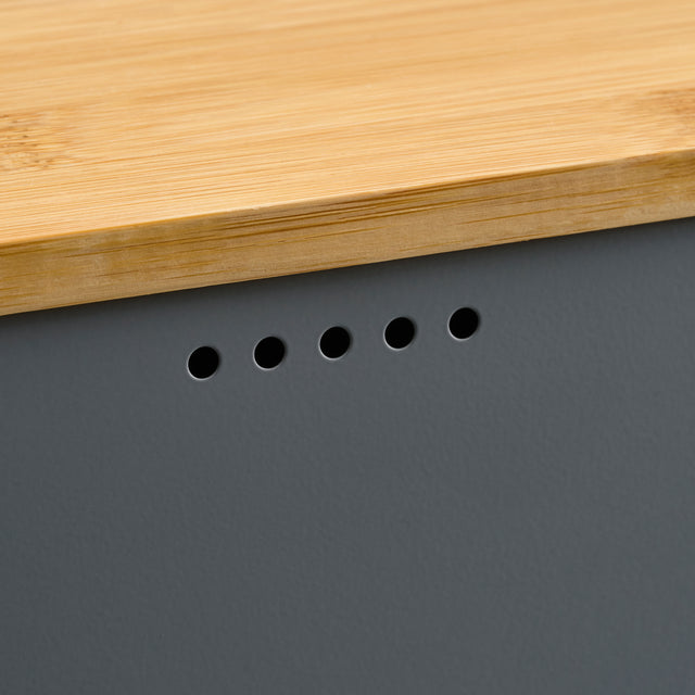 Cooks Professional Bread Bin, Linen Bag and Bamboo Board Set | Grey