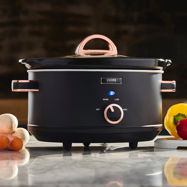 Cooks Professional 3.5L Slow Cooker | Black / Rose Gold