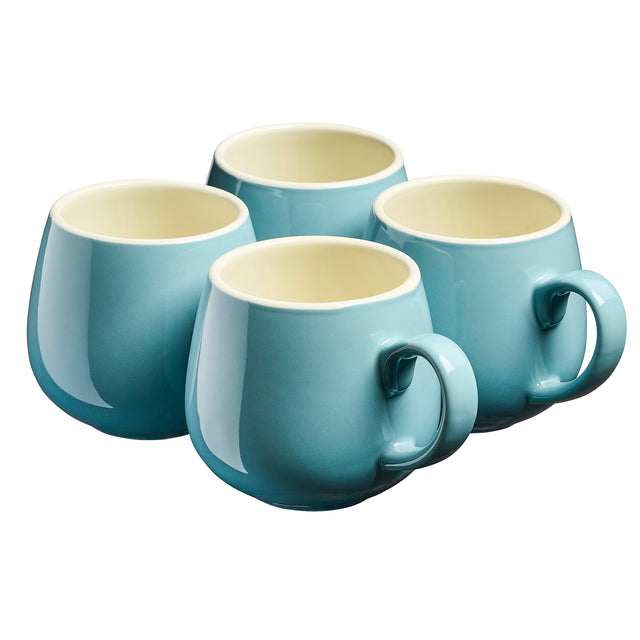 Cooks Professional Set of 4 Stoneware Mugs | 350ml | Blue