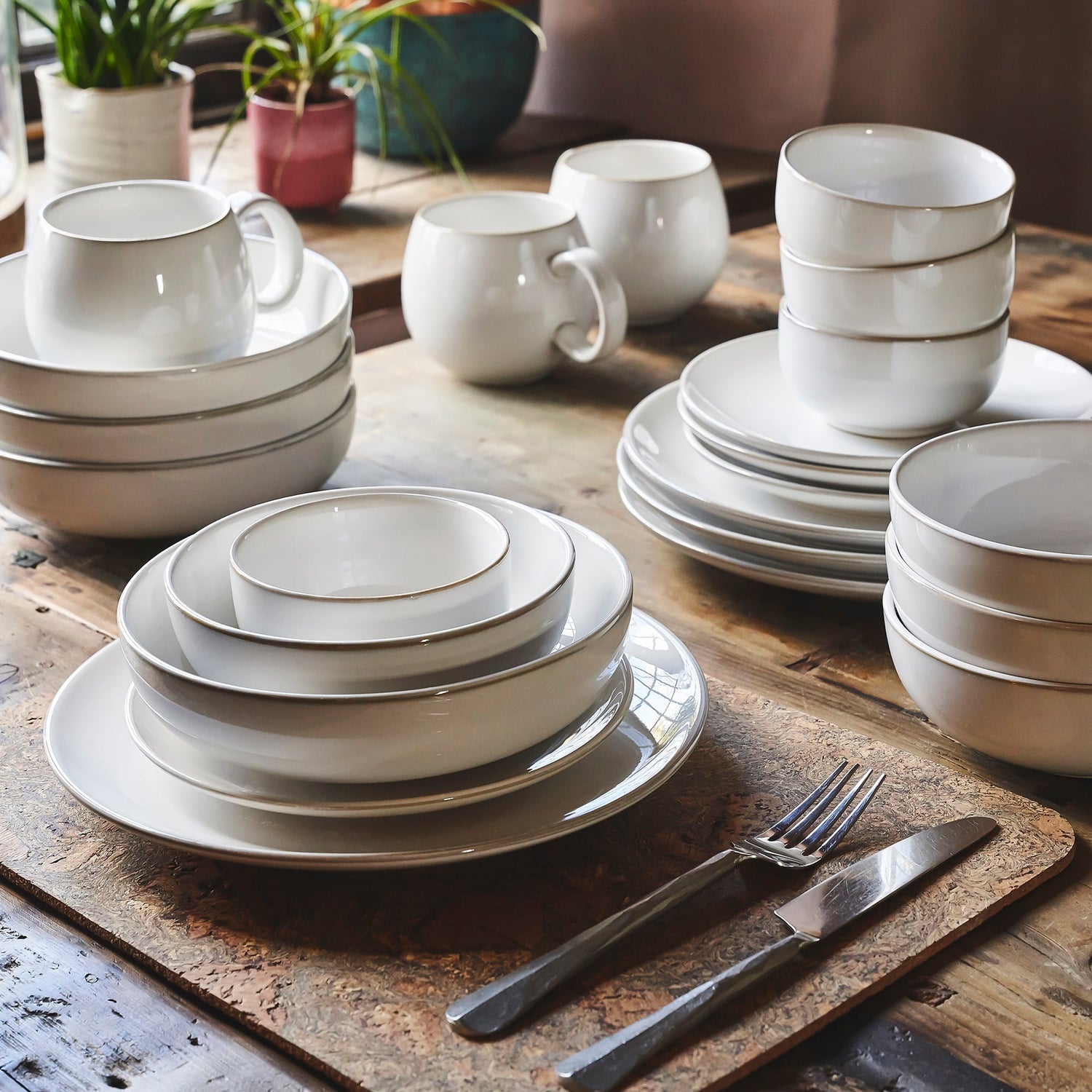 Cooks Professional Set of 4 Nordic Stoneware Cereal Bowls | White