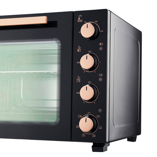 Cooks Professional 48L Mini Oven with 2 Ceramic Hobs | Black / Copper