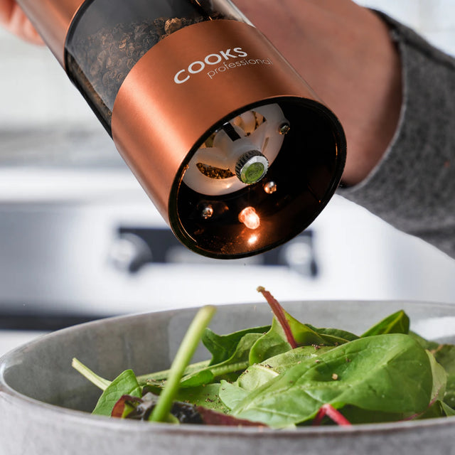 Cooks Professional Electric Salt and Pepper Mill Set | Copper