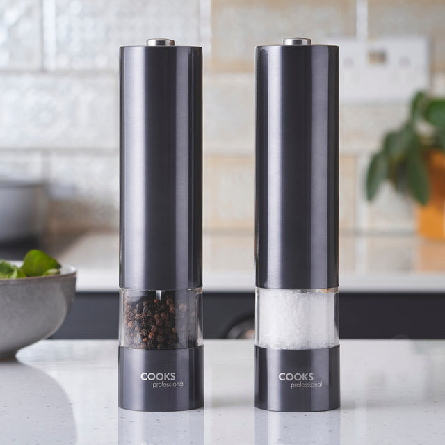 Cooks Professional Electric Salt and Pepper Mill Set | Graphite