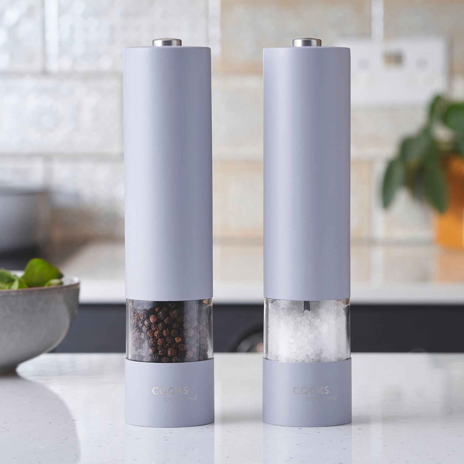 Cooks Professional Electric Salt and Pepper Mill Set | Grey