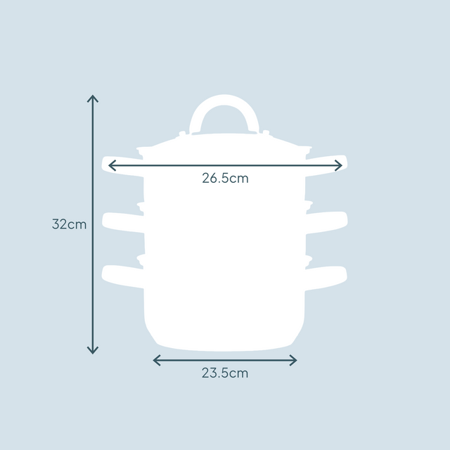 Cooks Professional 3 Tier Stainless Steel Steamer | 22cm