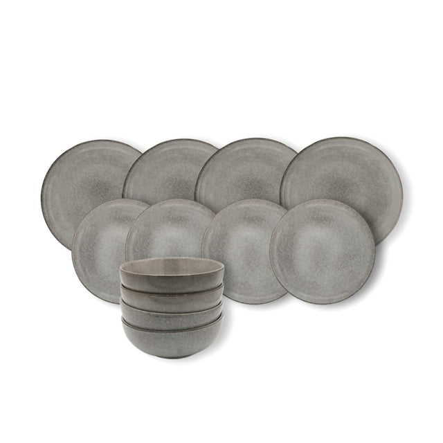Cooks Professional 12 Piece Nordic Stoneware Dinner Set | Grey
