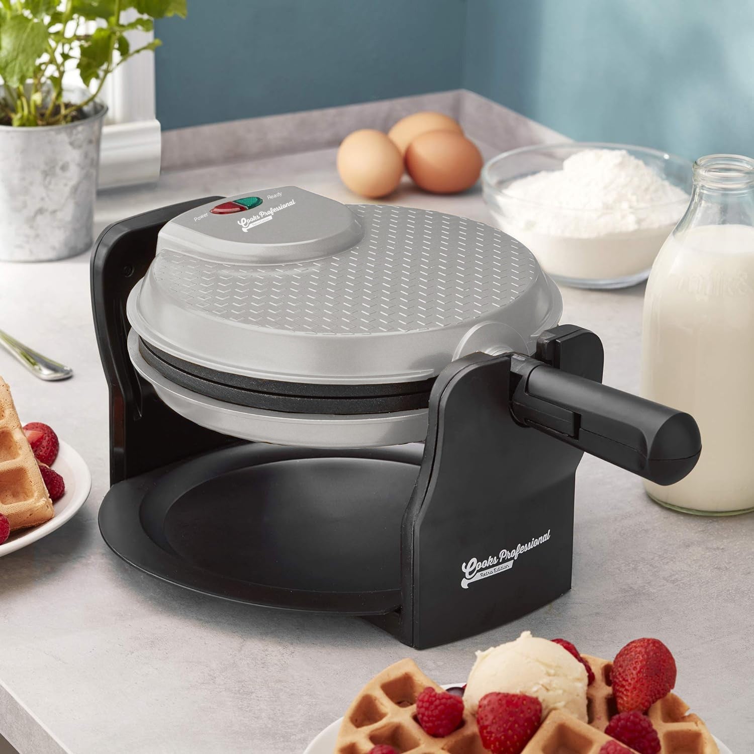 Cooks Professional Rotary Waffle Maker | Silver