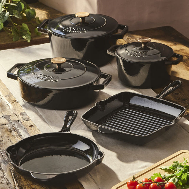 Cooks Professional Set of 5 Cast Iron | Black