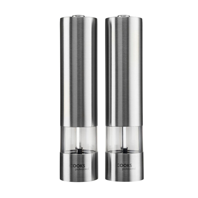 Cooks Professional Electric Salt and Pepper Mill Set | Stainless Steel