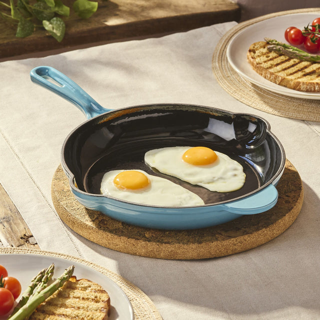 Cooks Professional Cast Iron Frying Pan | Teal