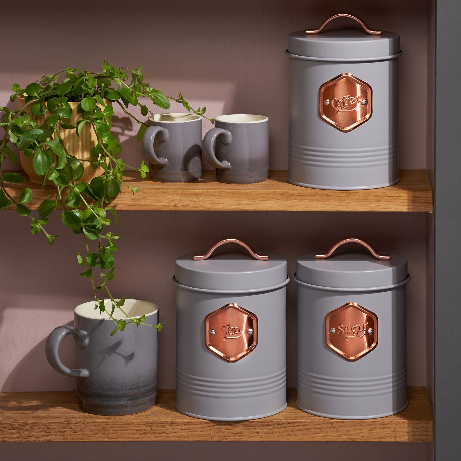 Cooks Professional 3 Piece Kitchen Storage Set | Grey / Copper