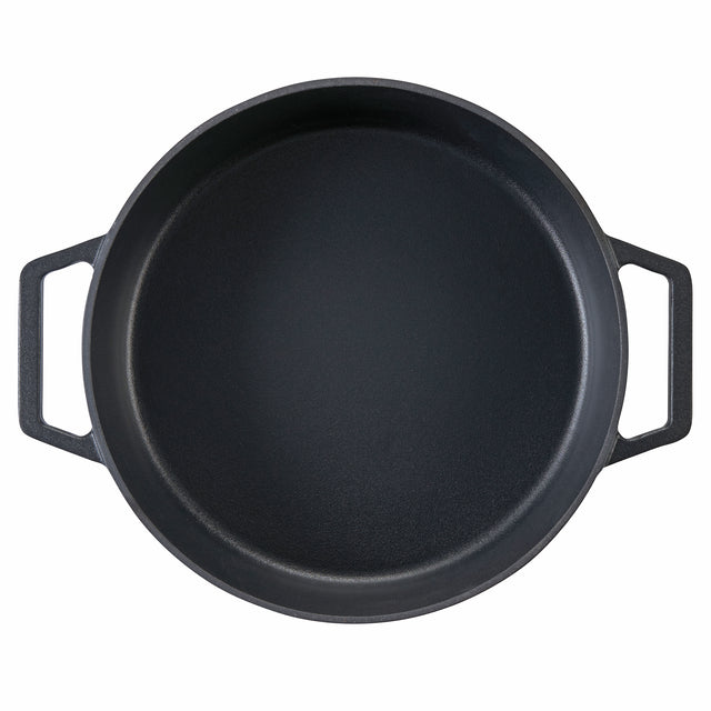 Cooks Professional 28cm Shallow Cast Iron Casserole | Matte Black