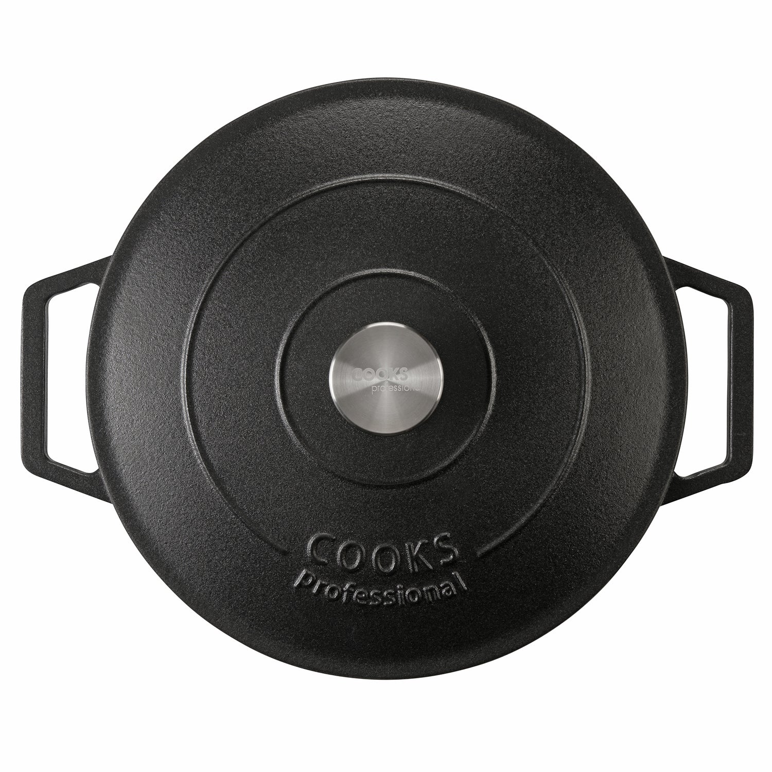 Cooks Professional 26cm Cast Iron Casserole | Matte Black