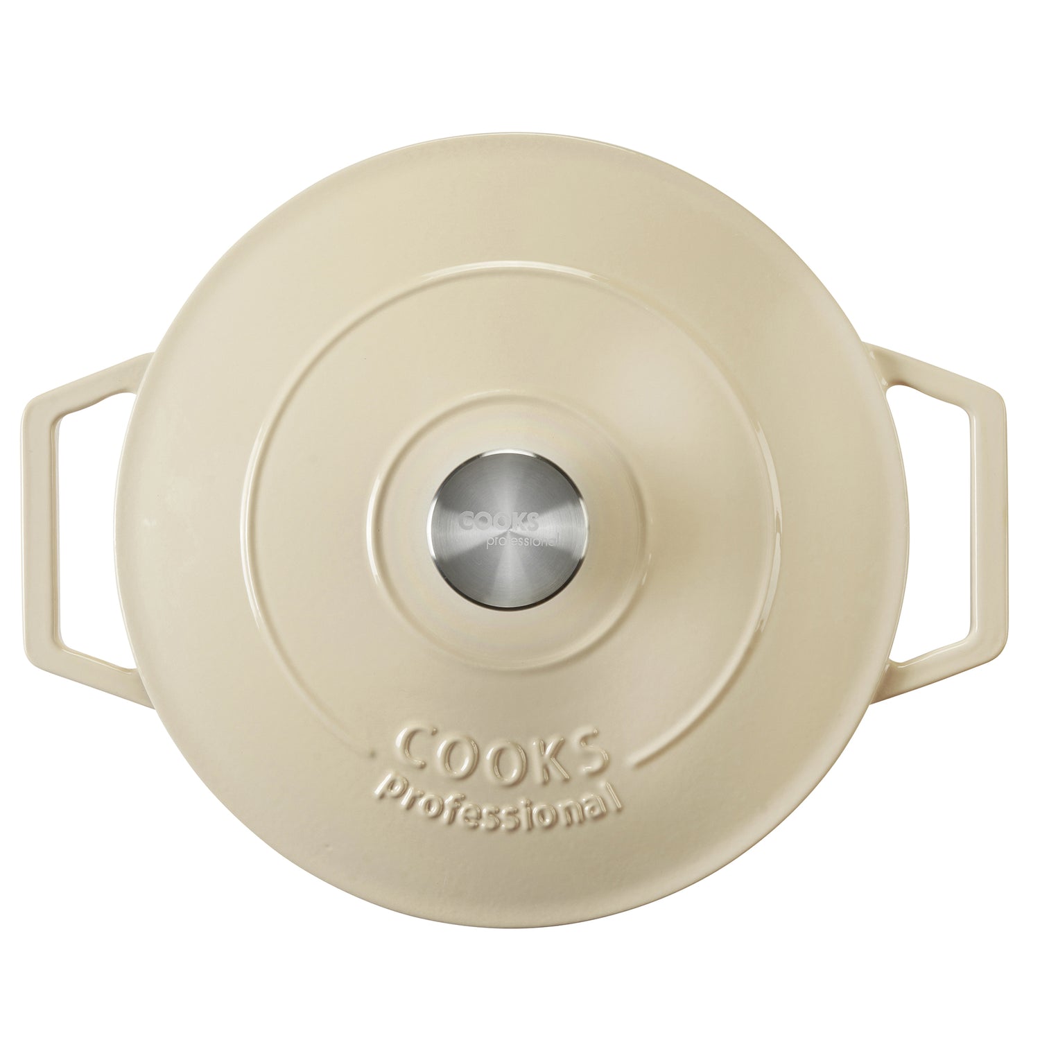 Cooks Professional Set of 3 Cast Iron Casserole | 20cm, 26cm and 28cm | Off White