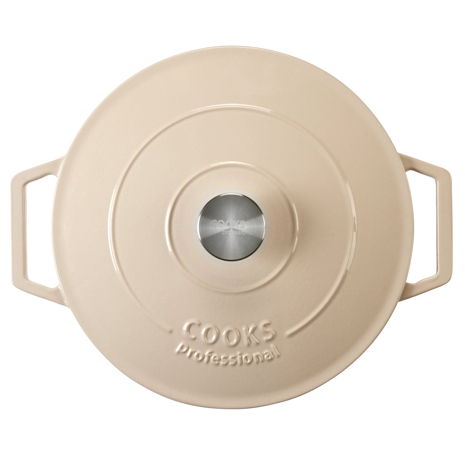 Cooks Professional 28cm Shallow Cast Iron Casserole | Off White