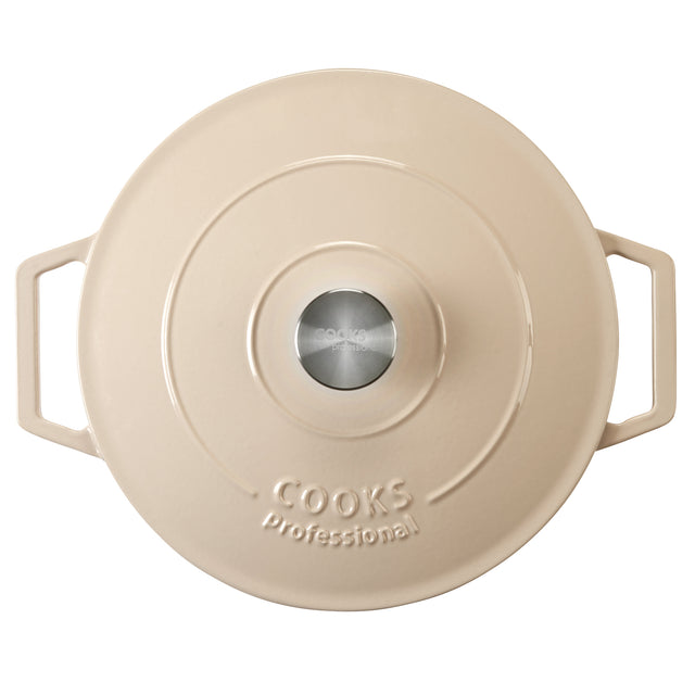 Cooks Professional 28cm Shallow Cast Iron Casserole | Off White
