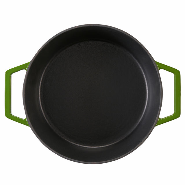 Cooks Professional Set of 3 Cast Iron Casserole | 20cm, 26cm and 28cm | Graduated Green